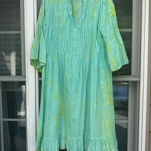 Soft Surroundings Marbella Tie Dye Pintuck Tunic Dress Size XL